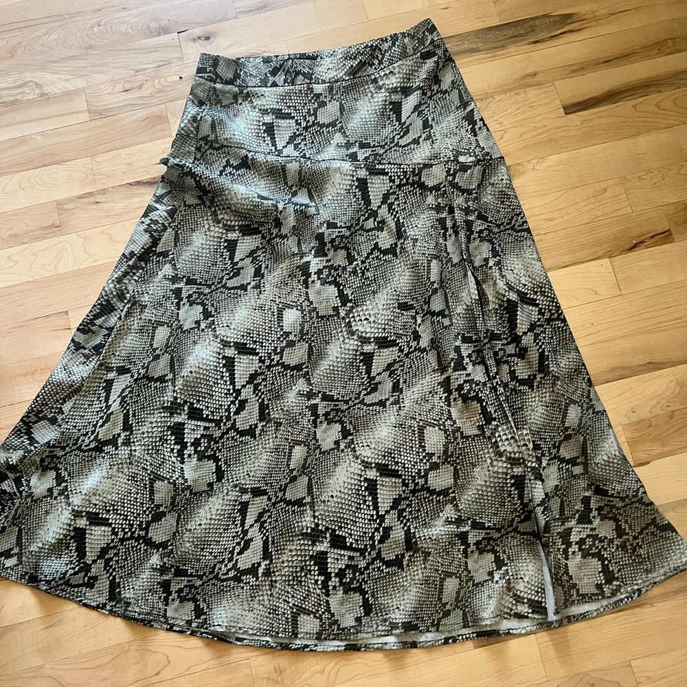 Satin snake print skirt